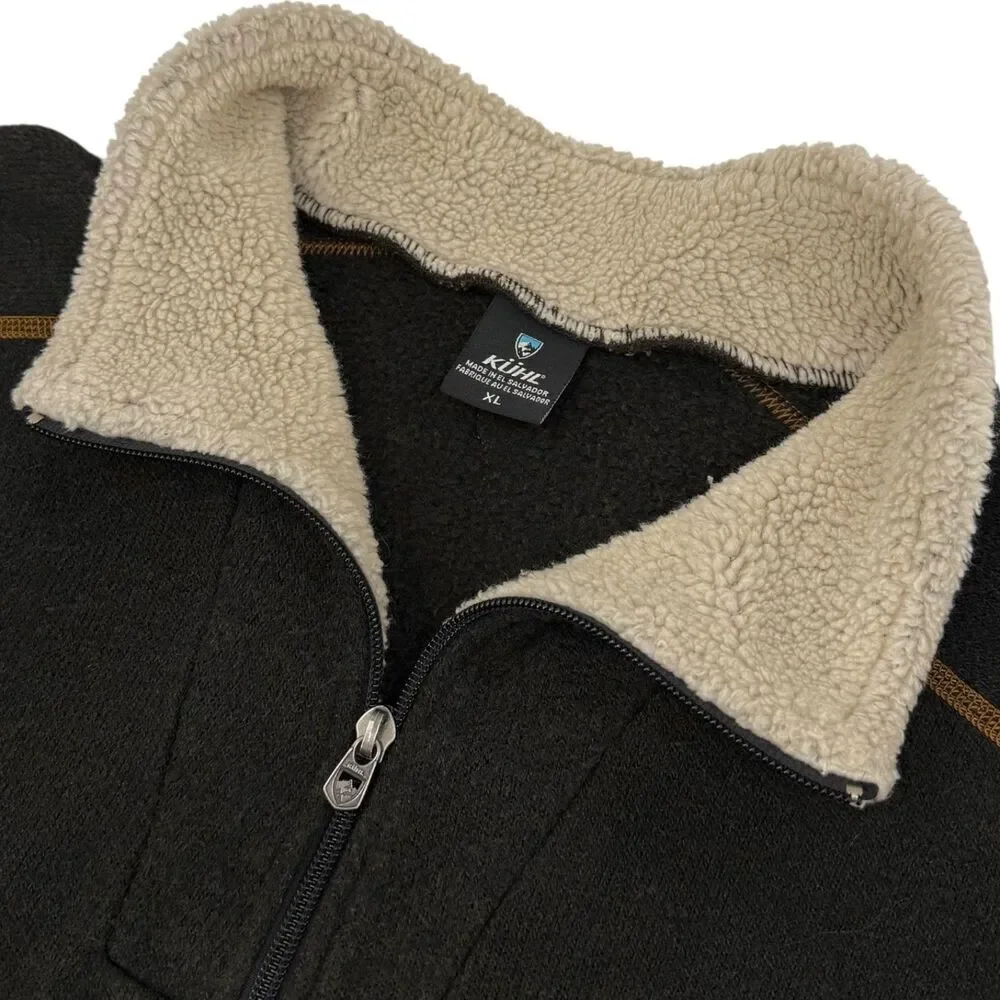 Kuhl Men's EUROPA Quarter Zip Alfpaca Fleece Espresso Brown XL